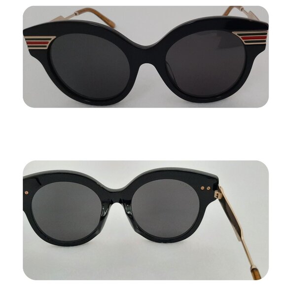 GUCCI Women\'s SUNGLASSES Shades Black Gold Round Logo GG0282SA Italy main image 10